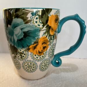 The Pioneer Woman Rose Shadow Turquoise 26-Ounce Stoneware Latte Mug